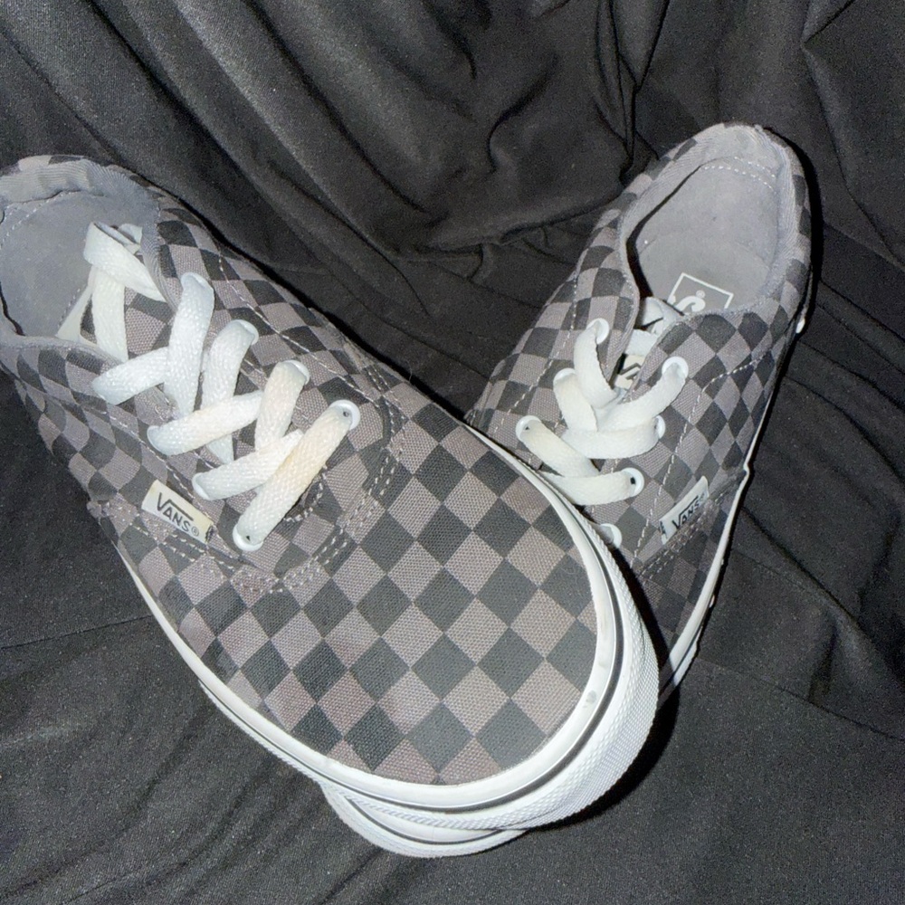 Vans Authentic Classic Gray and Black Checkered Sneakers